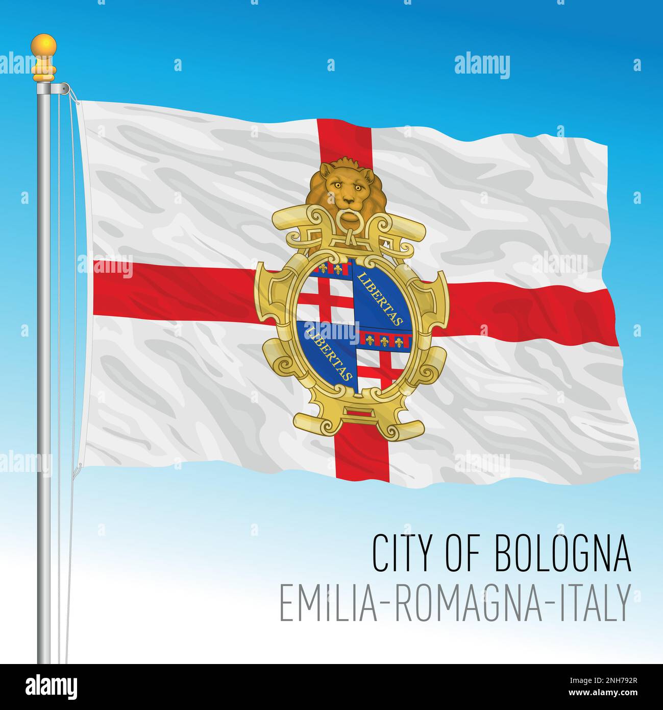 Bologna, Italia, bandiera della città, regione Emilia Romagna, Italia, illustrazione vettoriale Illustrazione Vettoriale