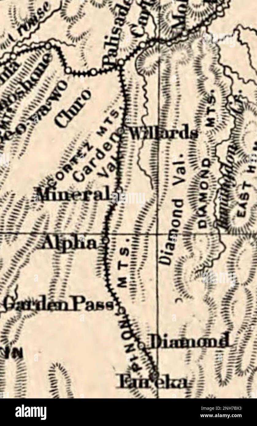 Eureka Nevada Railway Route nel 1883 Foto Stock