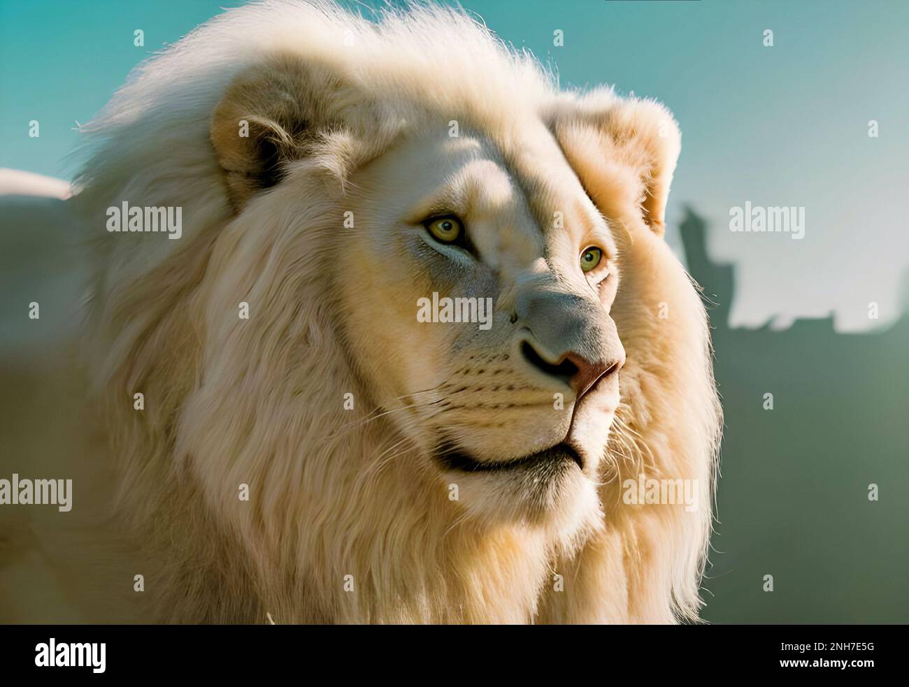 Leone bianco grande animale criniera , faccia ritratto Foto Stock