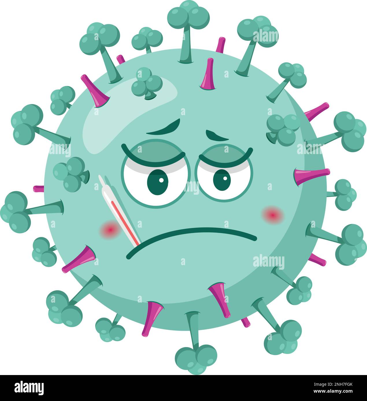 Illustrazione vettoriale di un Influenzavirus in stile cartoon isolato su sfondo bianco Illustrazione Vettoriale