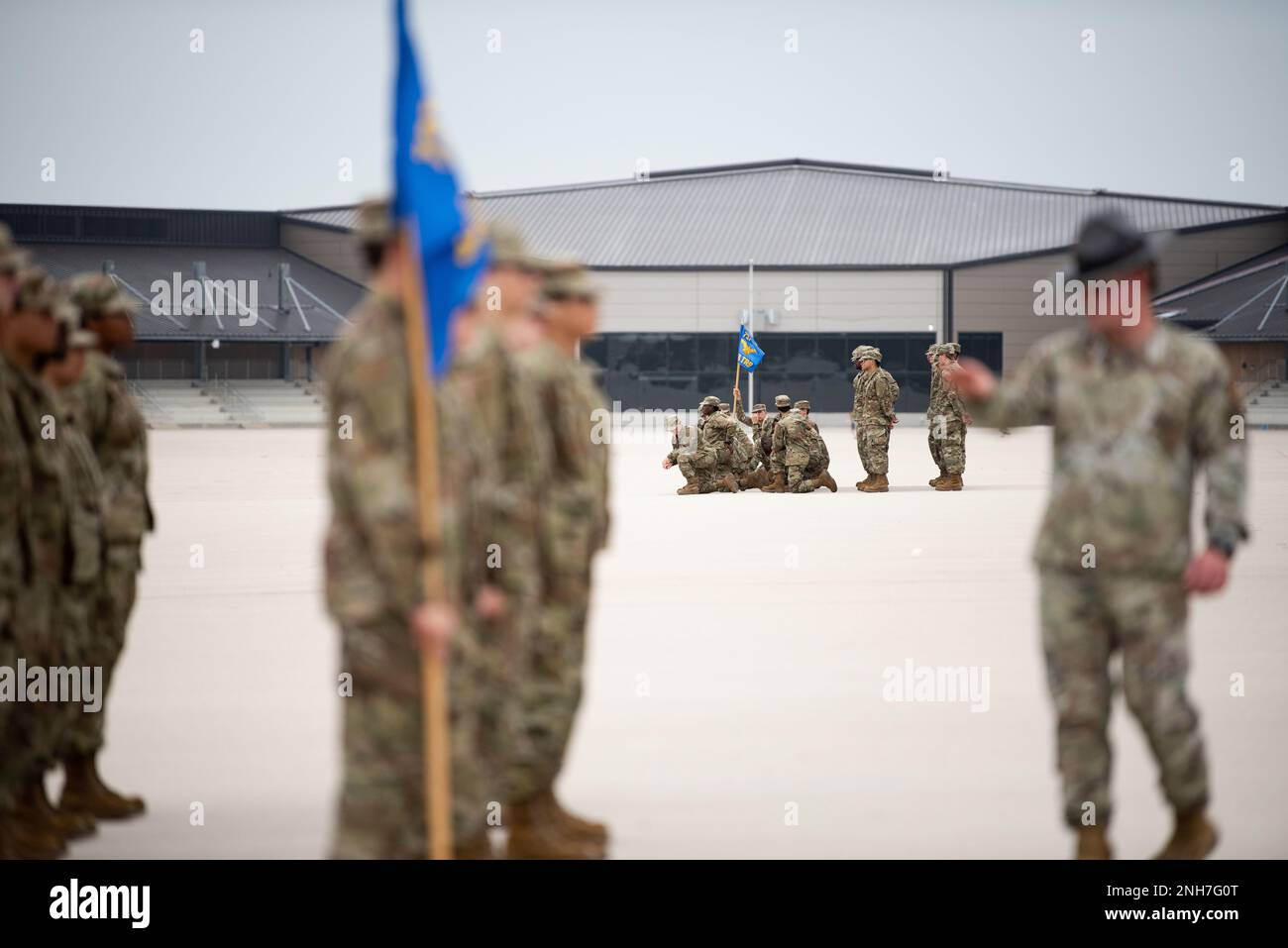 Il 21 luglio 2022, il 331st Training Squadron Practices Drill presso la Joint base di San Antonio-Lackland, Texas. Il TRS 331st è stato nella terza settimana di formazione militare di base. Foto Stock