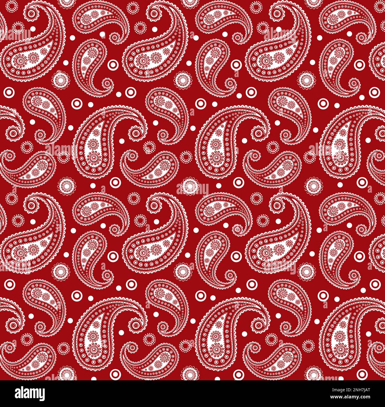 Rosso e bianco Funky 60s 70s paisley Pattern Foto Stock