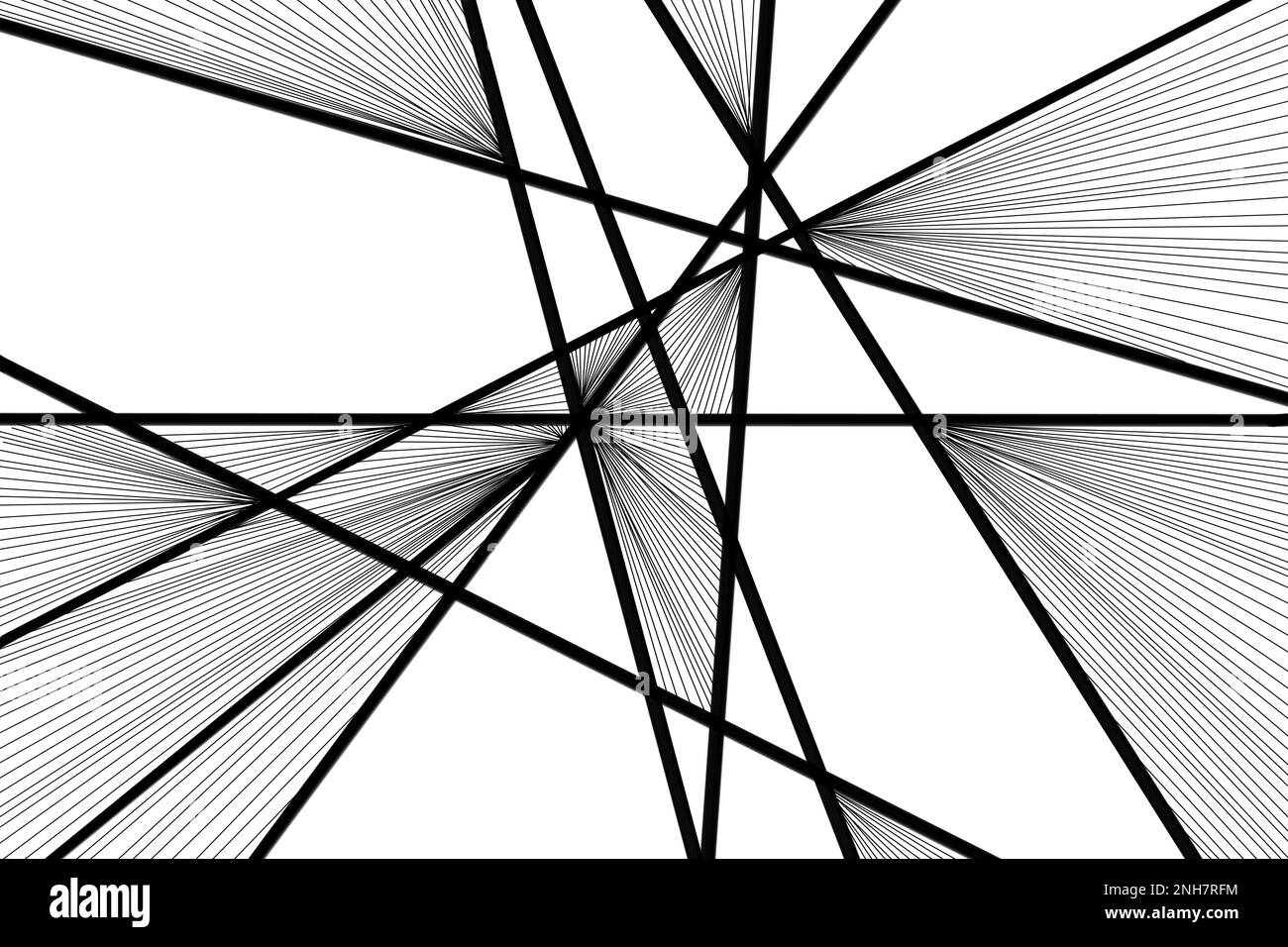 Ripetizione di linea geometrica casuale. Linee caotiche moderne sfondo. Linee minime di colore nero. Motivo geometrico bianco e nero. Foto Stock