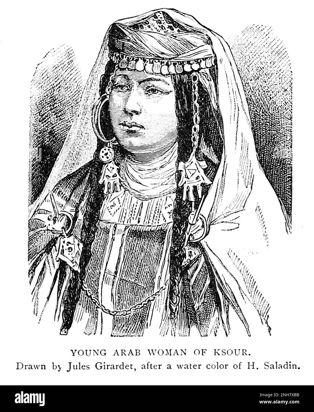 Young Arab Woman of Ksour from Cyclopedia Universal History : abbracciare la più completa e recente presentazione del soggetto in due parti principali o divisioni di più di seimila pagine di John Clark Ridpath, 1840-1900 Data di pubblicazione 1895 Editore Boston : Balch Bros.. Volume 6 Storia dell'uomo e dell'umanità Foto Stock