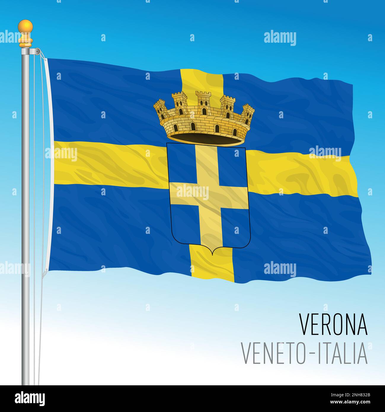 Verona, bandiera della città, regione Veneto, Italia, illustrazione vettoriale Illustrazione Vettoriale