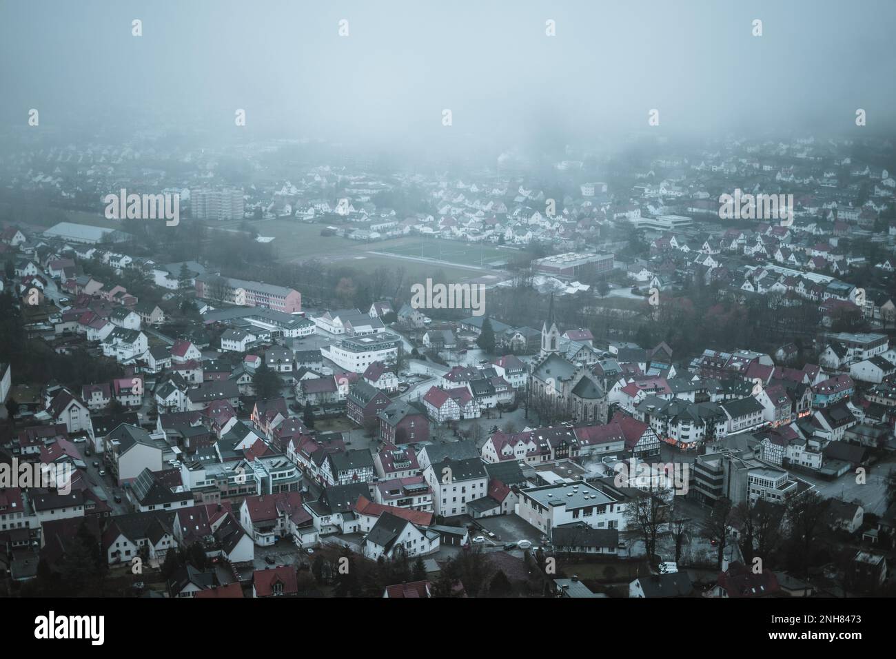 Marsberg città storica nel Sauerland, Germania durante l'inverno Foto Stock