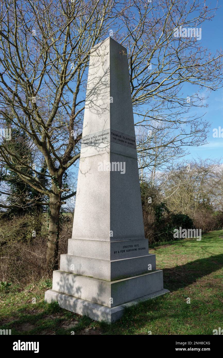 L'Obelisco di Thomas Clarkson, la Chiesa di Santa Maria, Playford, Suffolk, Inghilterra Foto Stock