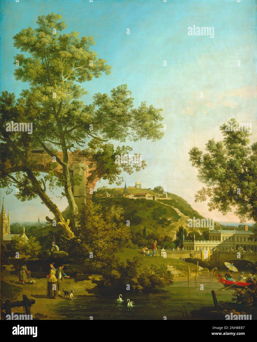 Canaletto Paesaggio Italiano Capriccio con Palazzo 1754 Foto Stock