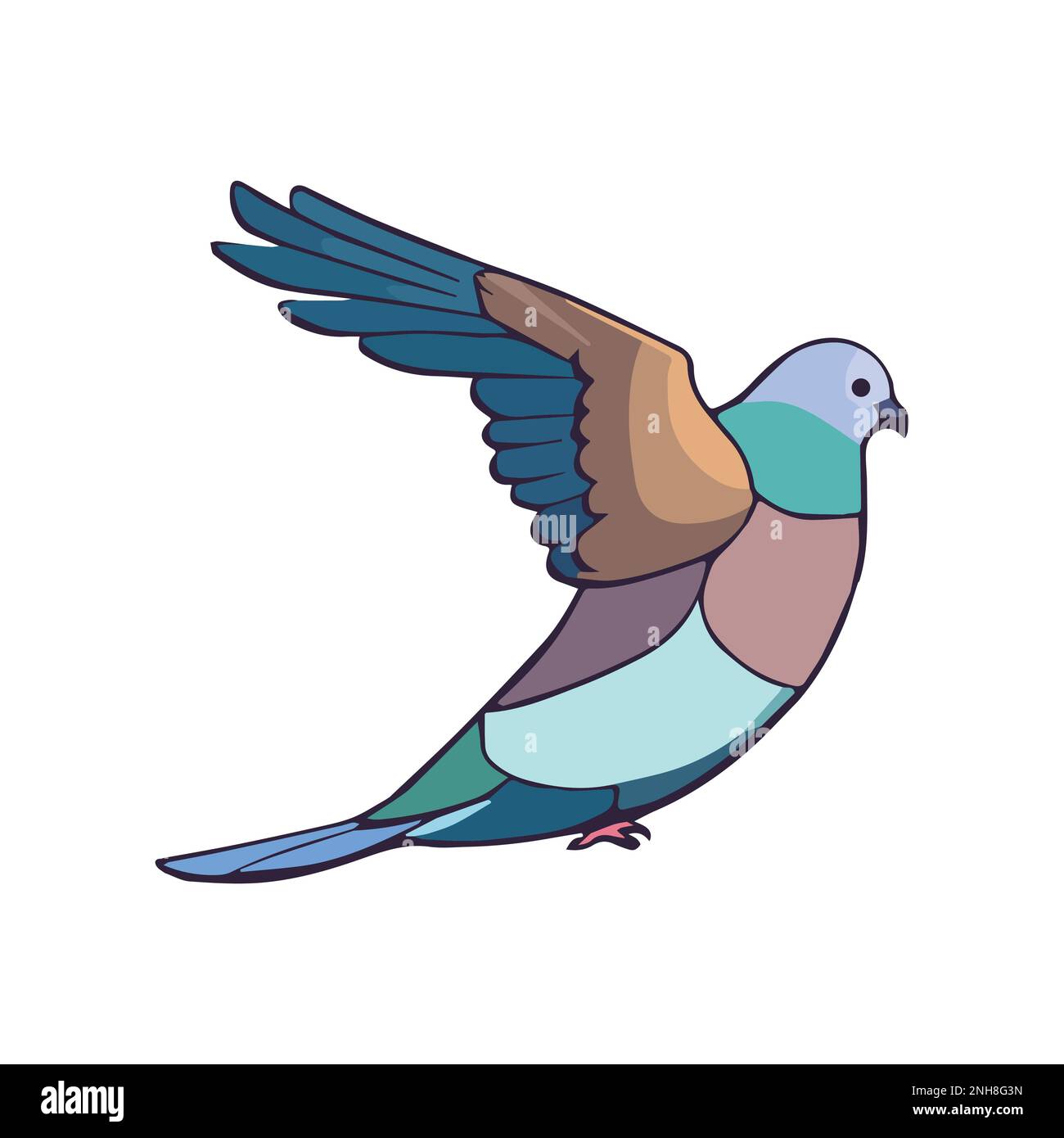 Disegno vettoriale del logo dell'uccello della colomba, illustrazione piatta del colore del carattere del vettore del piccione. Illustrazione Vettoriale