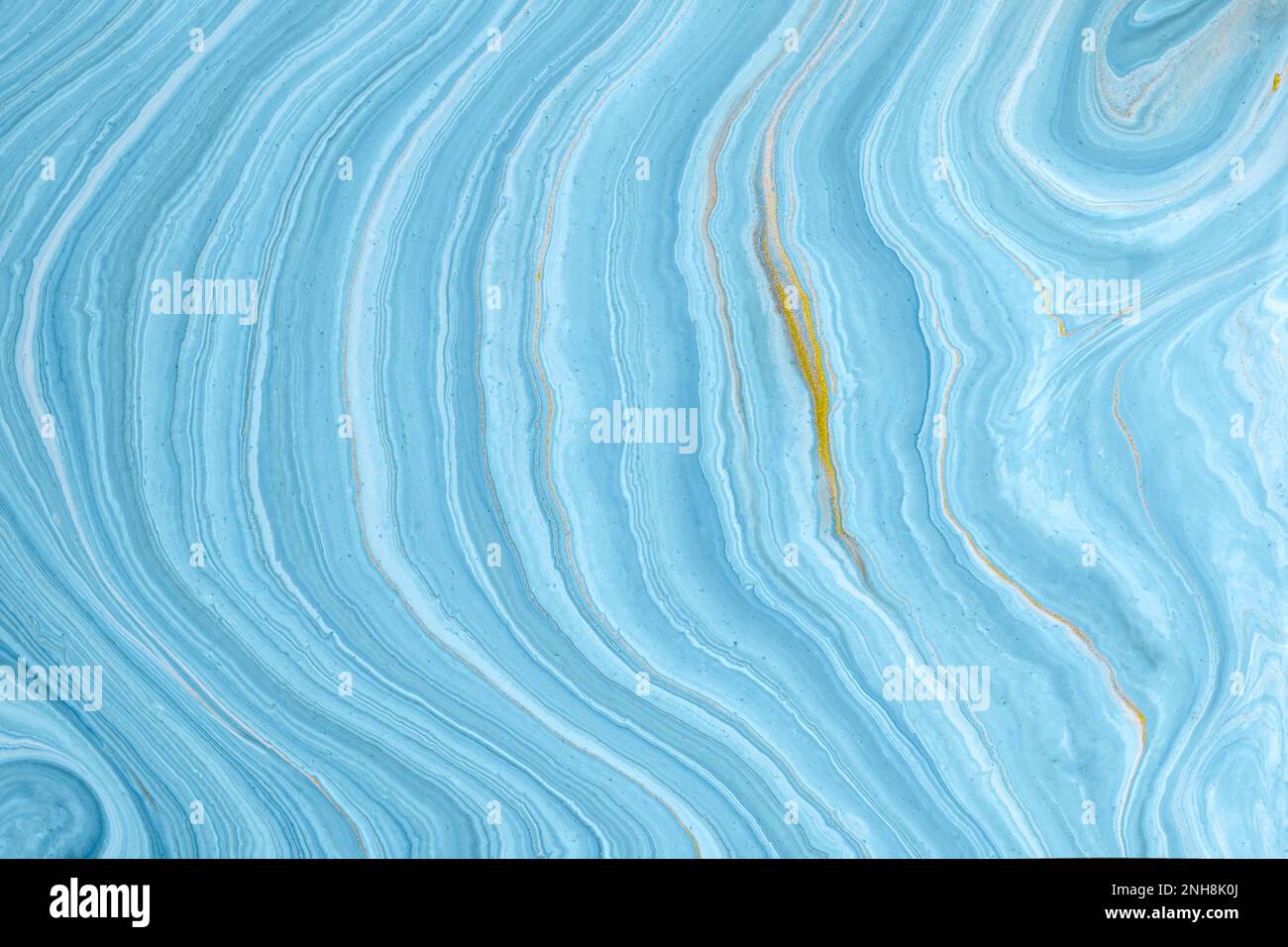 Astratto fluido arte sfondo azzurro e oro glitter colori. Marmo liquido. Pittura acrilica su tela. Pittura a olio texture. Copia spazio per te Foto Stock