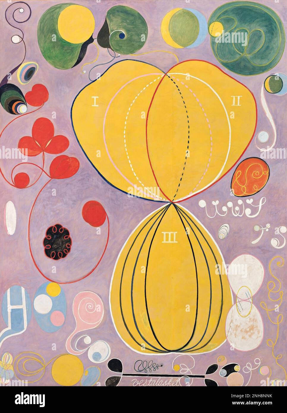 Gruppo IV, n° 7, il più grande dei dieci, età adulta è un dipinto di Tempera creato da Hilma AF Klint nel 1907. 'I dieci più grandi' fa parte di uno studio visivo delle quattro età dell'uomo da una prospettiva spirituale. Foto Stock
