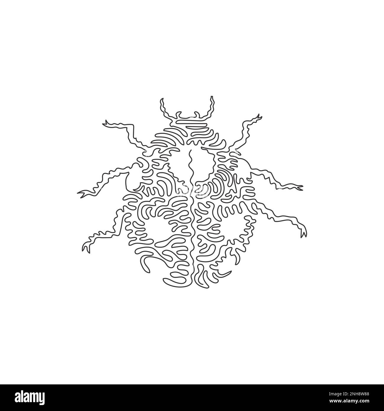 Singolo disegno a linea continua di una bella coccinella. Disegno grafico a linea continua disegno vettoriale stile di illustrazione di piccolo animale carino scarabeo Illustrazione Vettoriale