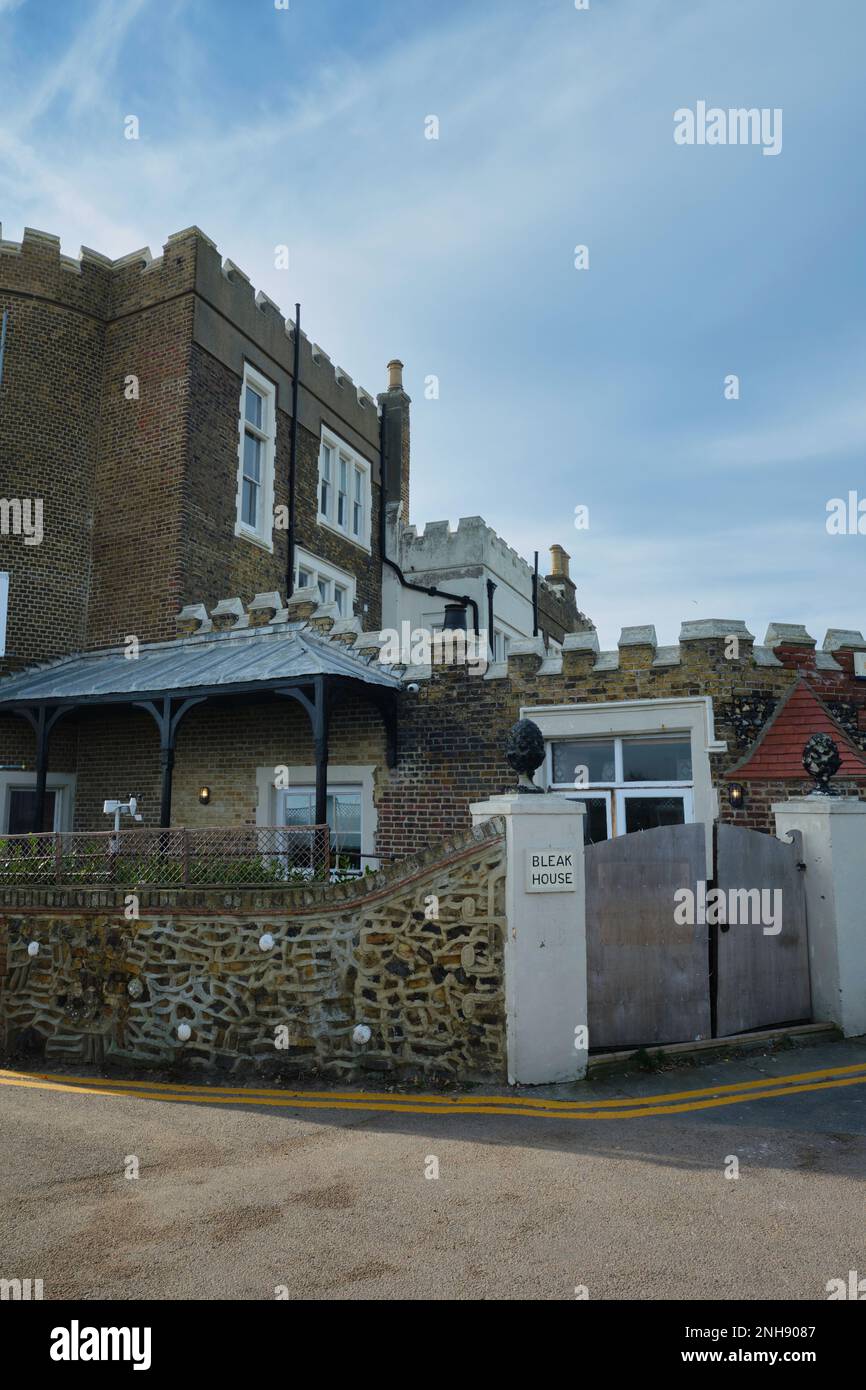 Esterno dell'ex casa di Charles Dickens Bleak House a Broadstairs, kent Foto Stock