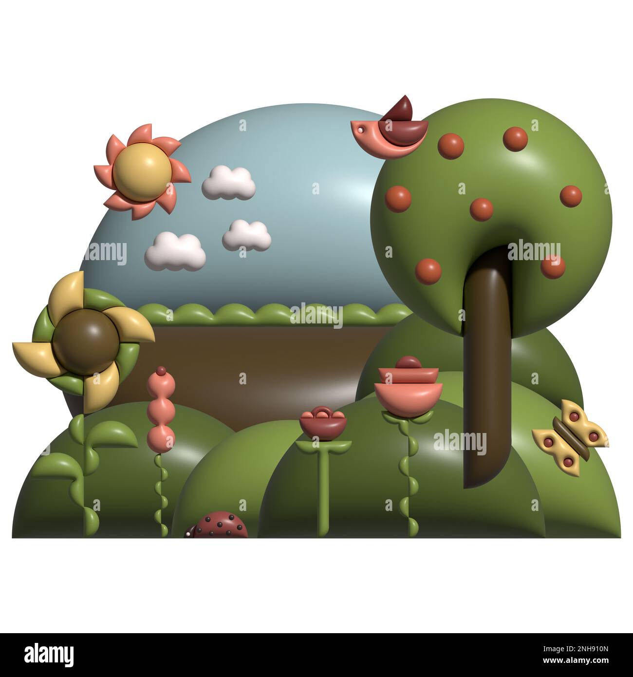 Astratto paesaggio rurale rendering 3D Foto Stock