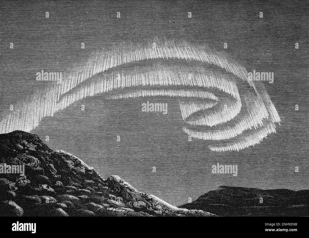 Aurora boreale in Lapponia, di Sophus Tromholt, 1885. Foto Stock