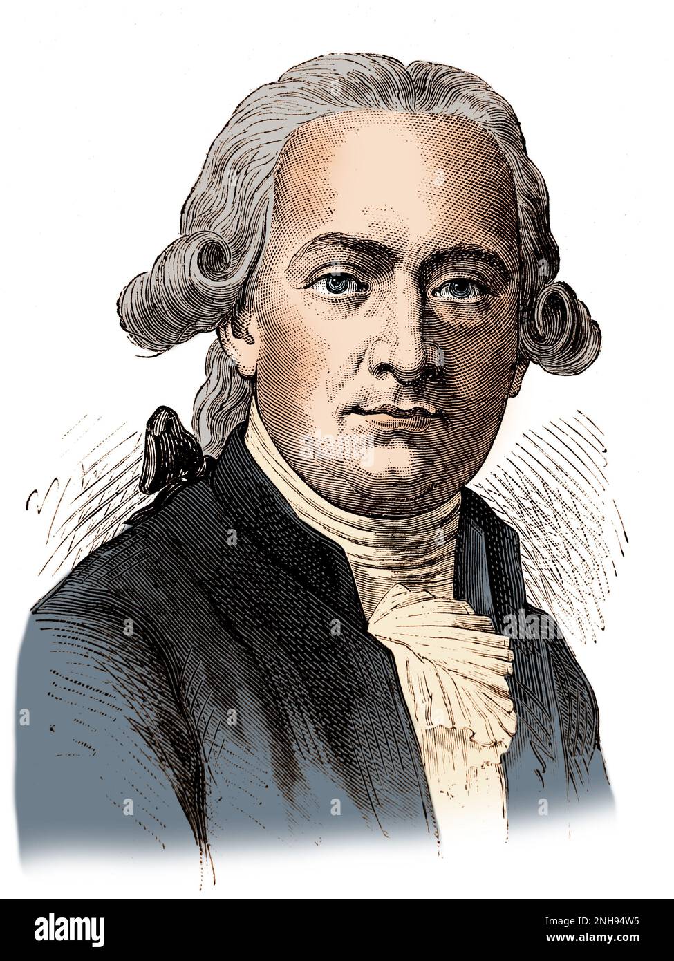 Valentin Hauy (1745-1822) fondò la prima scuola per ciechi nel 1785 a Parigi, alla quale Louis Braille frequentò nel 1819. Altre scuole per ciechi seguirono il suo modello. Illustrazione, H. Rousseau ed E.Thomas, 1889. Colorato. Foto Stock