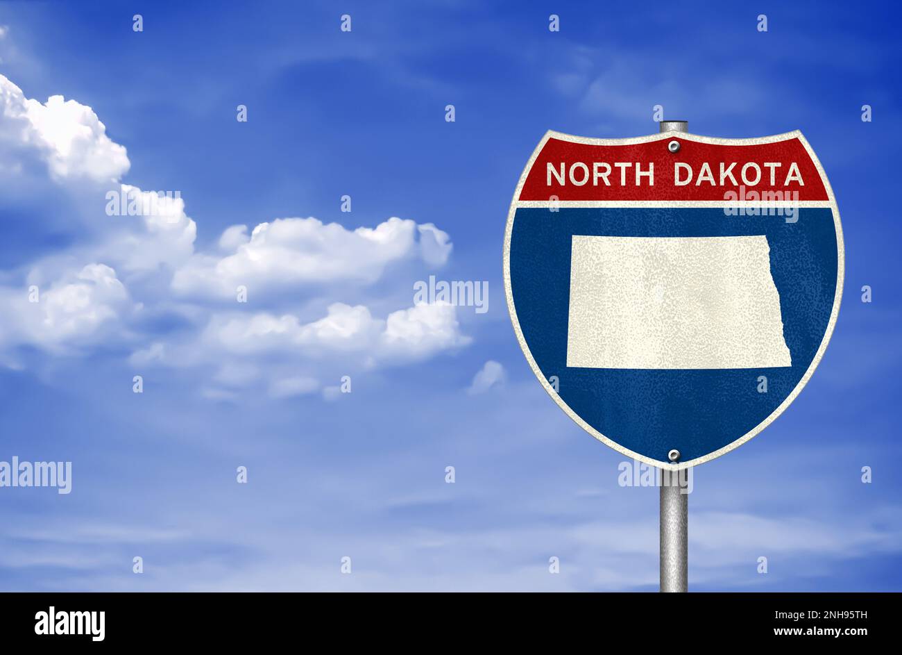 Mappa dello stato del North Dakota - segnale stradale Foto Stock