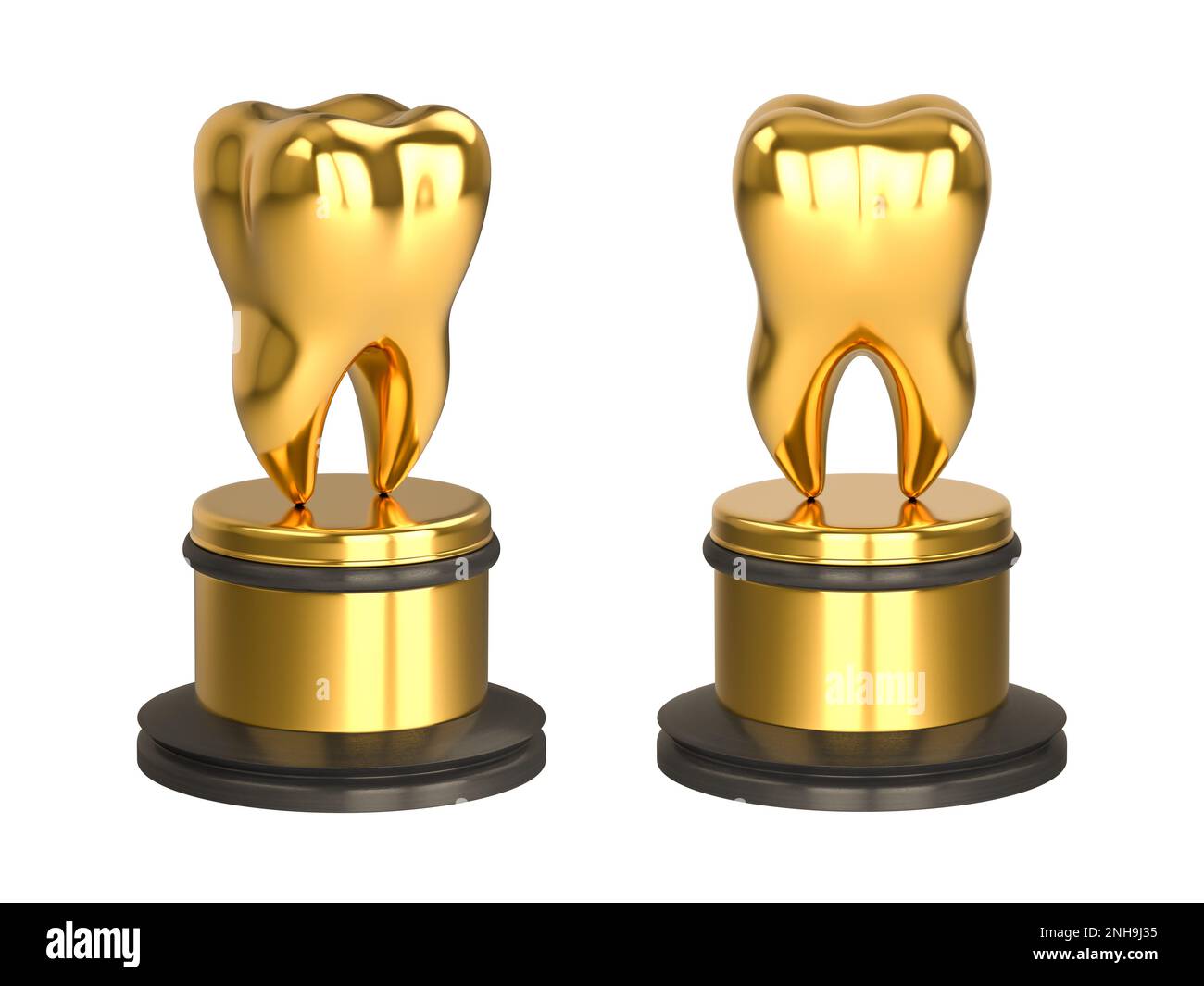 Imposta il dente Golden Trophy. Un regalo al miglior dentista. Sfondo  bianco isolato. rendering 3d Foto stock - Alamy