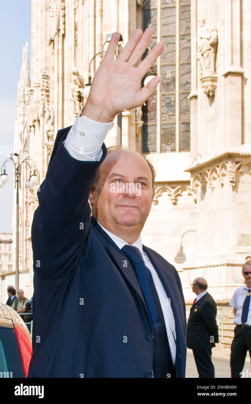 Gerry Scotti, il funerale di Mike Bongiorno, Milano, Italia, 12 settembre 2009 Foto Stock