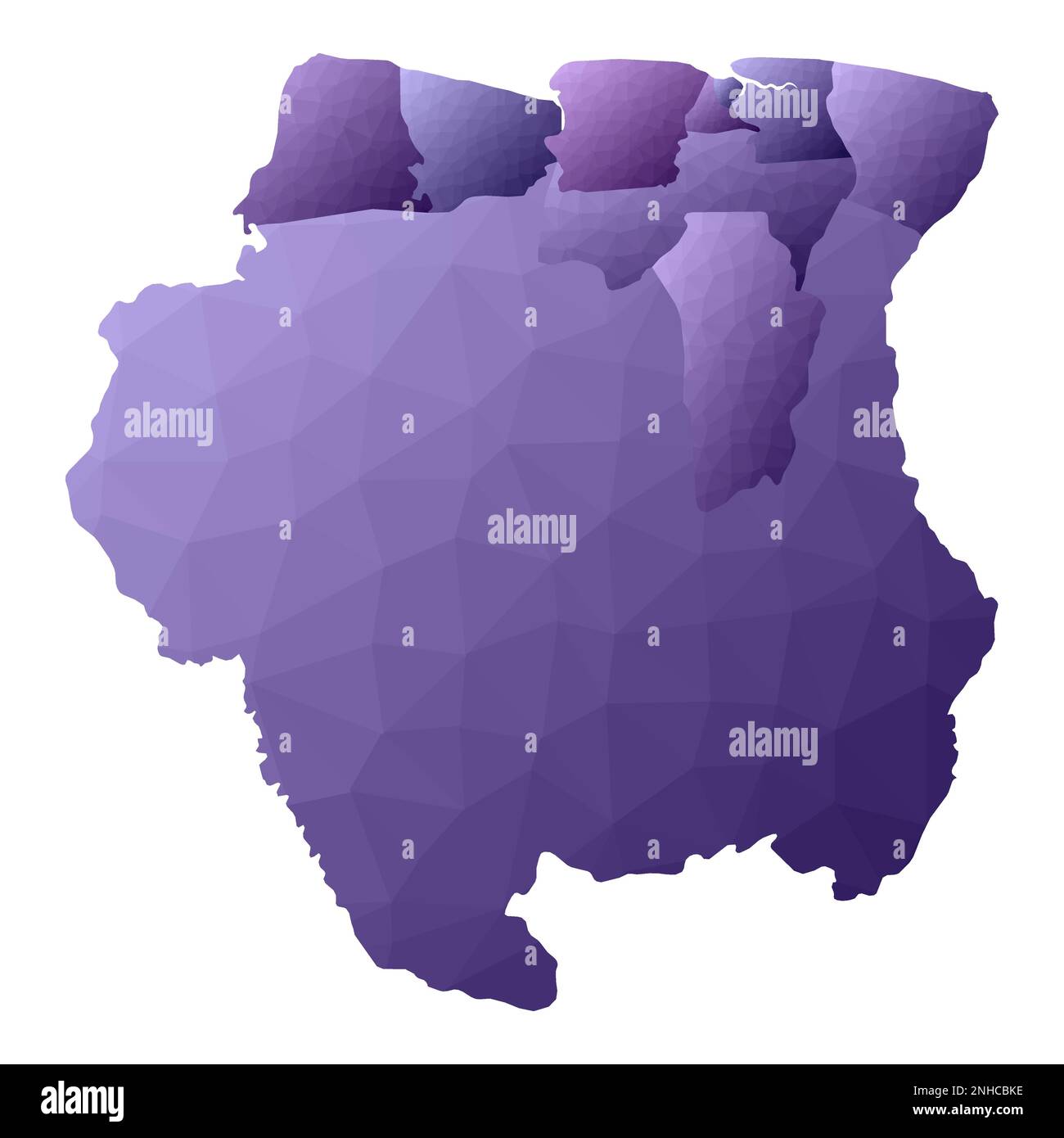 Mappa del Suriname. Stile geometrico contorno paese. Illustrazione del vettore viola Immacolato. Illustrazione Vettoriale