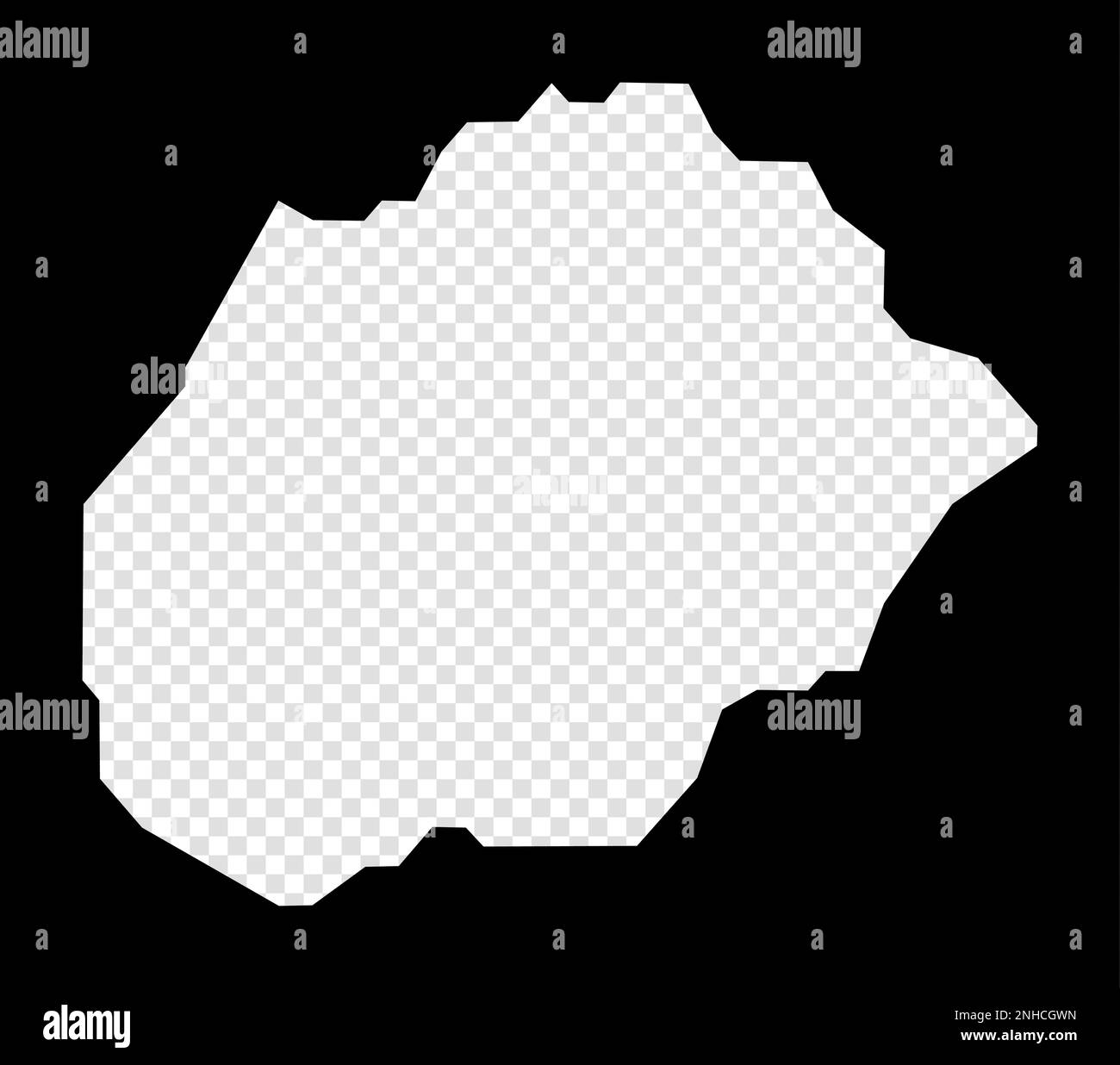 Mappa stencil di Alegranza. Semplice e minimale mappa trasparente di Alegranza. Rettangolo nero con forma tagliata dell'isola. Illustrazione Vettoriale