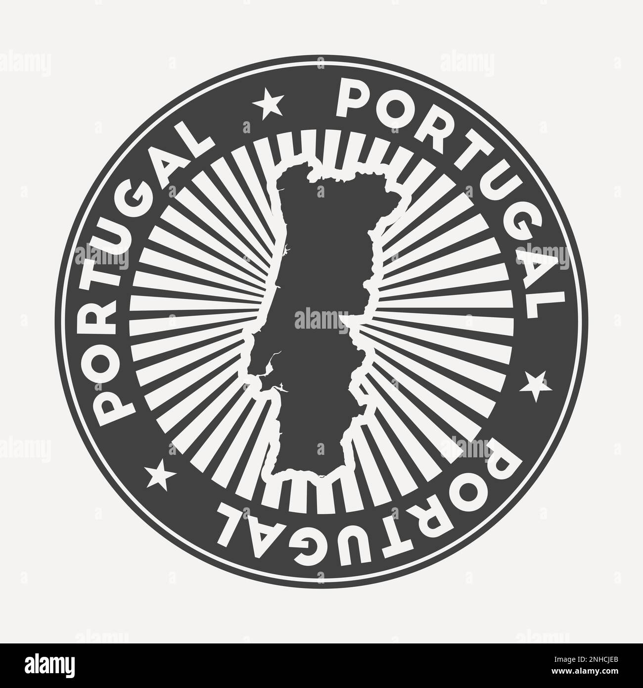 Logo rotondo Portogallo. Badge da viaggio vintage con il nome circolare e la mappa del paese, illustrazione vettoriale. Illustrazione Vettoriale