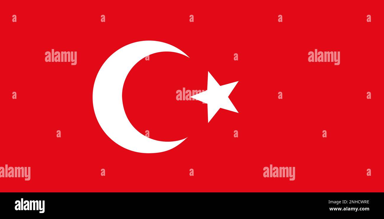 Bandiera della Turchia. Dimensioni precise e colori ufficiali. Illustrazione Vettoriale