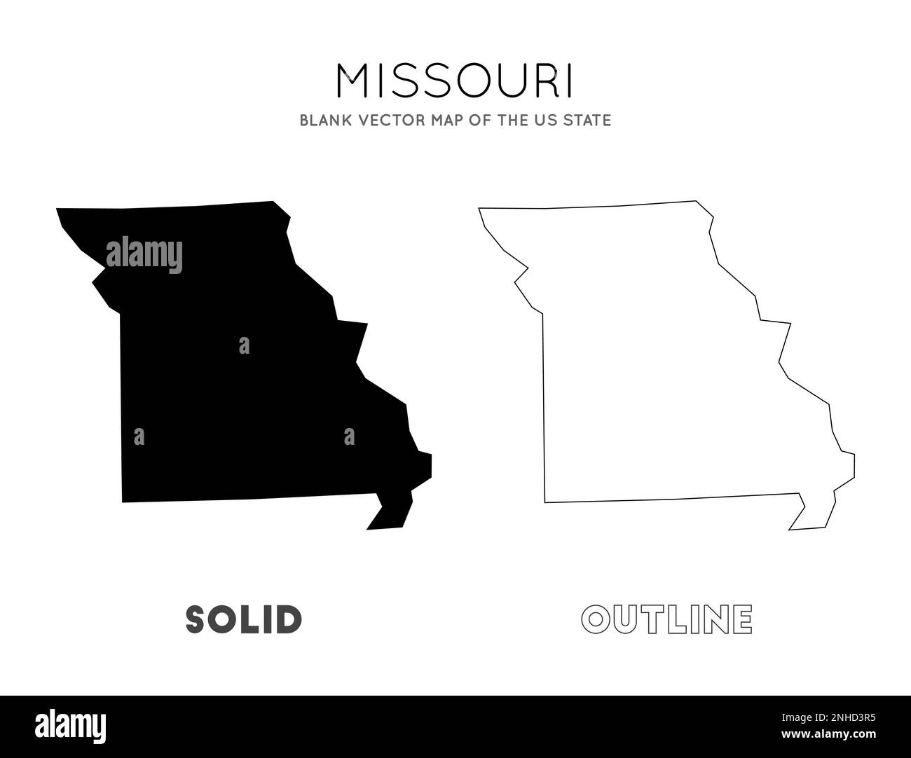 Mappa del Missouri. Mappa vettoriale vuota dello Stato degli Stati Uniti. Borders of Missouri per la tua infografica. Illustrazione vettoriale. Illustrazione Vettoriale