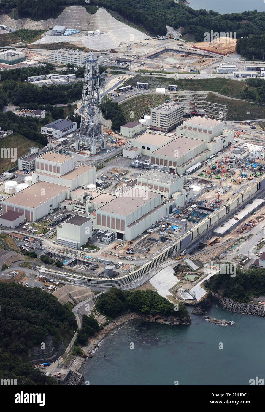 An aerial photo shows Onagawa Nuclear Power Plant, where the