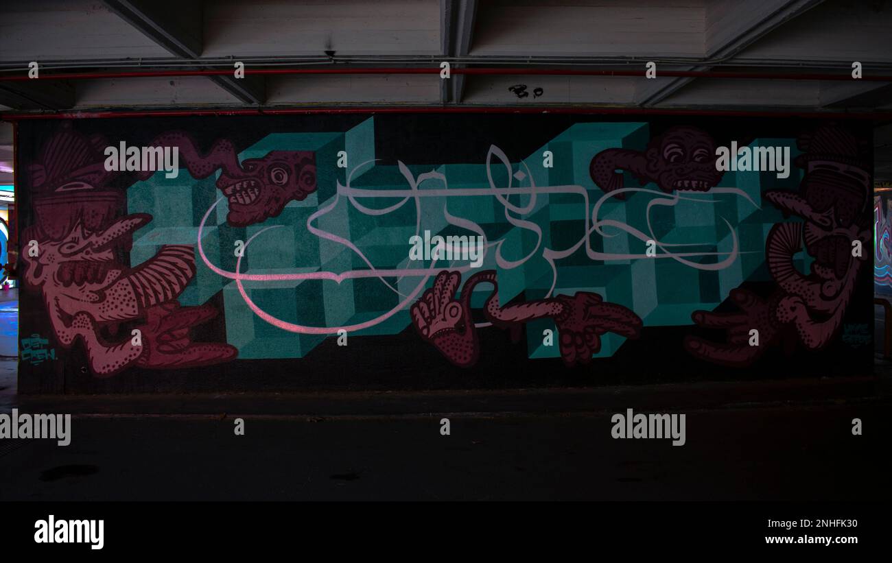 Graffiti sotterranei a NTUA, Atene Foto Stock