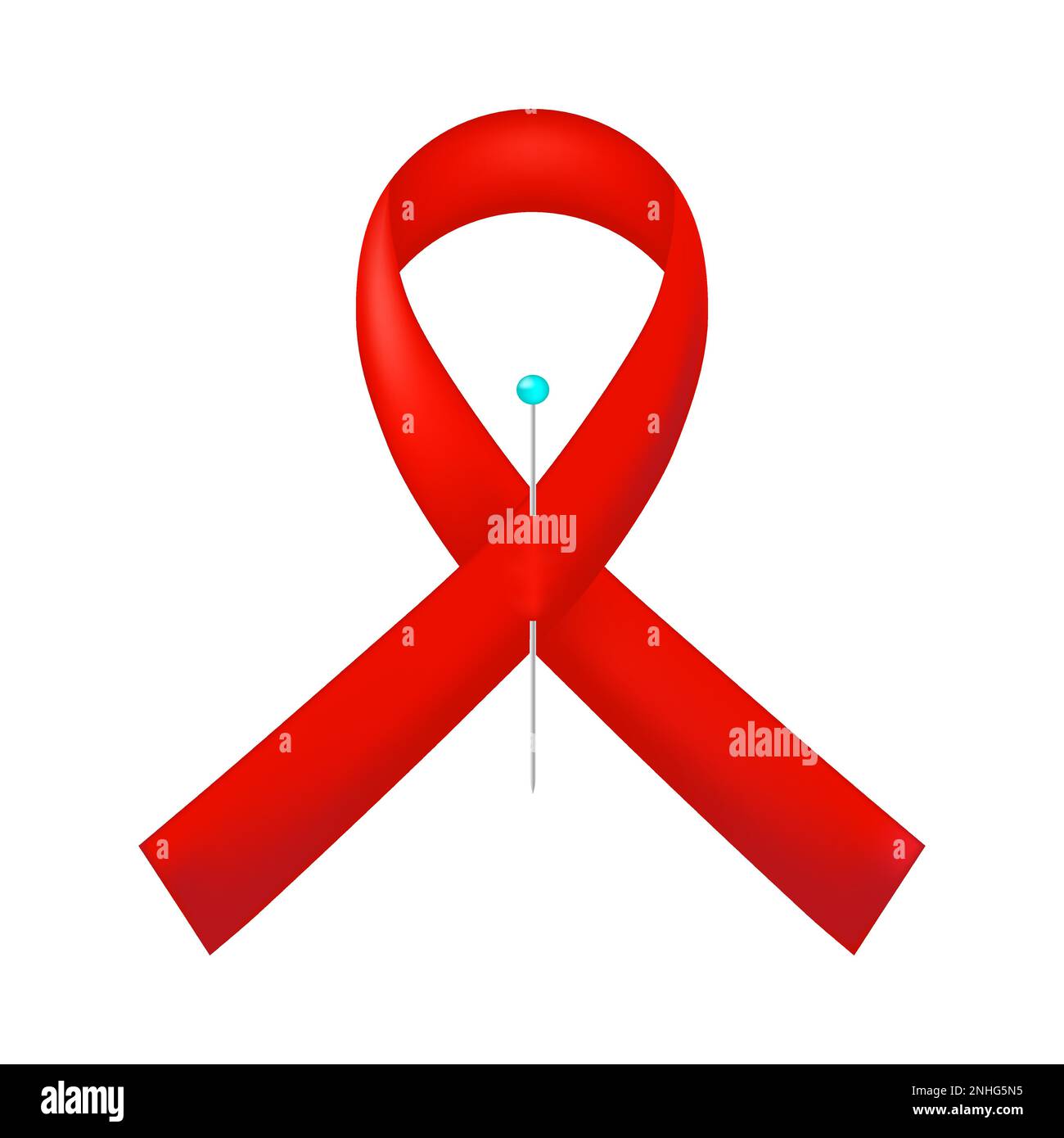 Il nastro rosso di sensibilizzazione sull'AIDS ricorda l'importanza della prevenzione, della sperimentazione e della cura. Per simbolo, emblema, icona di vari medici e caritatevoli o Illustrazione Vettoriale