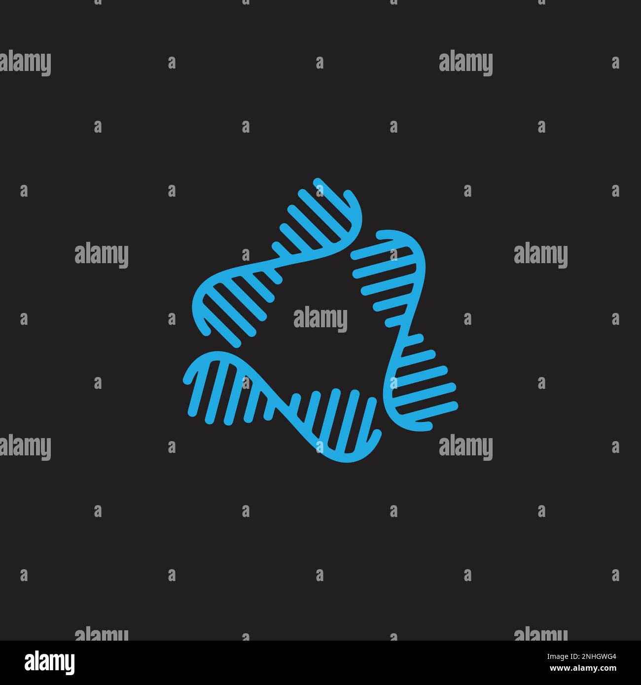 triangolo dna catena semplice simbolo vettore logo Illustrazione Vettoriale