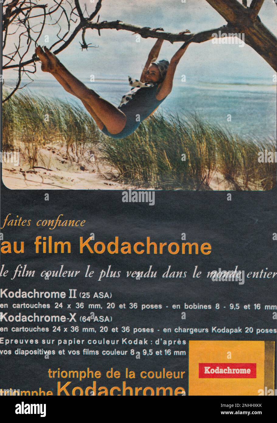 Kodakchrome pellicola Kodakchrome pubblicità di riviste d'epoca Kodak, pubblicità di riviste Kodak Foto Stock