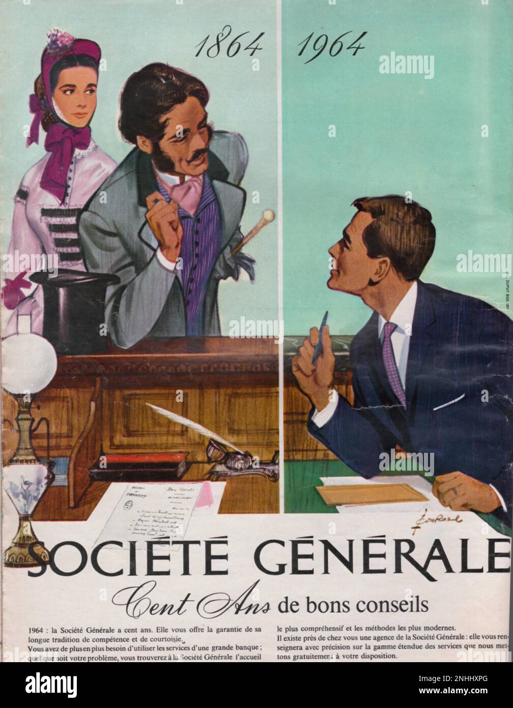 SOCIETE General Gent Ans Societe General Affiche Societe General bank advertisement Foto Stock