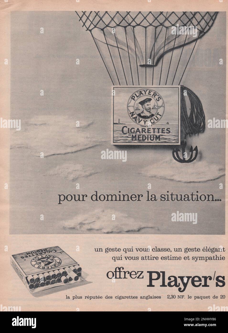 Players Navy Cut sigarette media giocatori sigarette vintage francese pubblicità Foto Stock