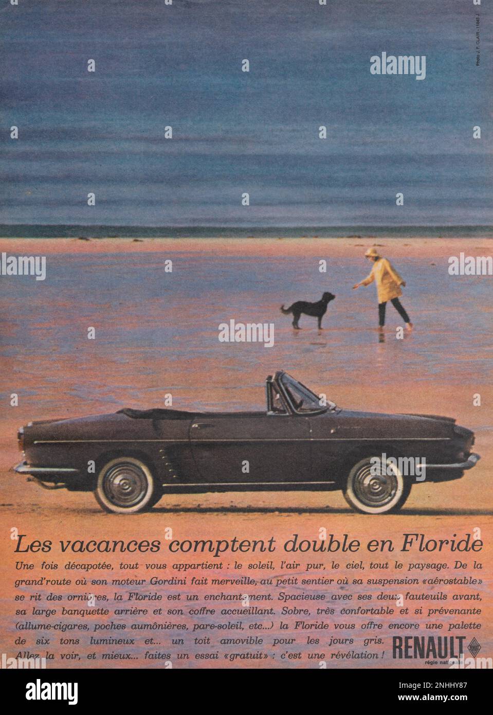 Renault Florida pubblicità rivista d'epoca francese Renault Florida annuncio 1960s Foto Stock