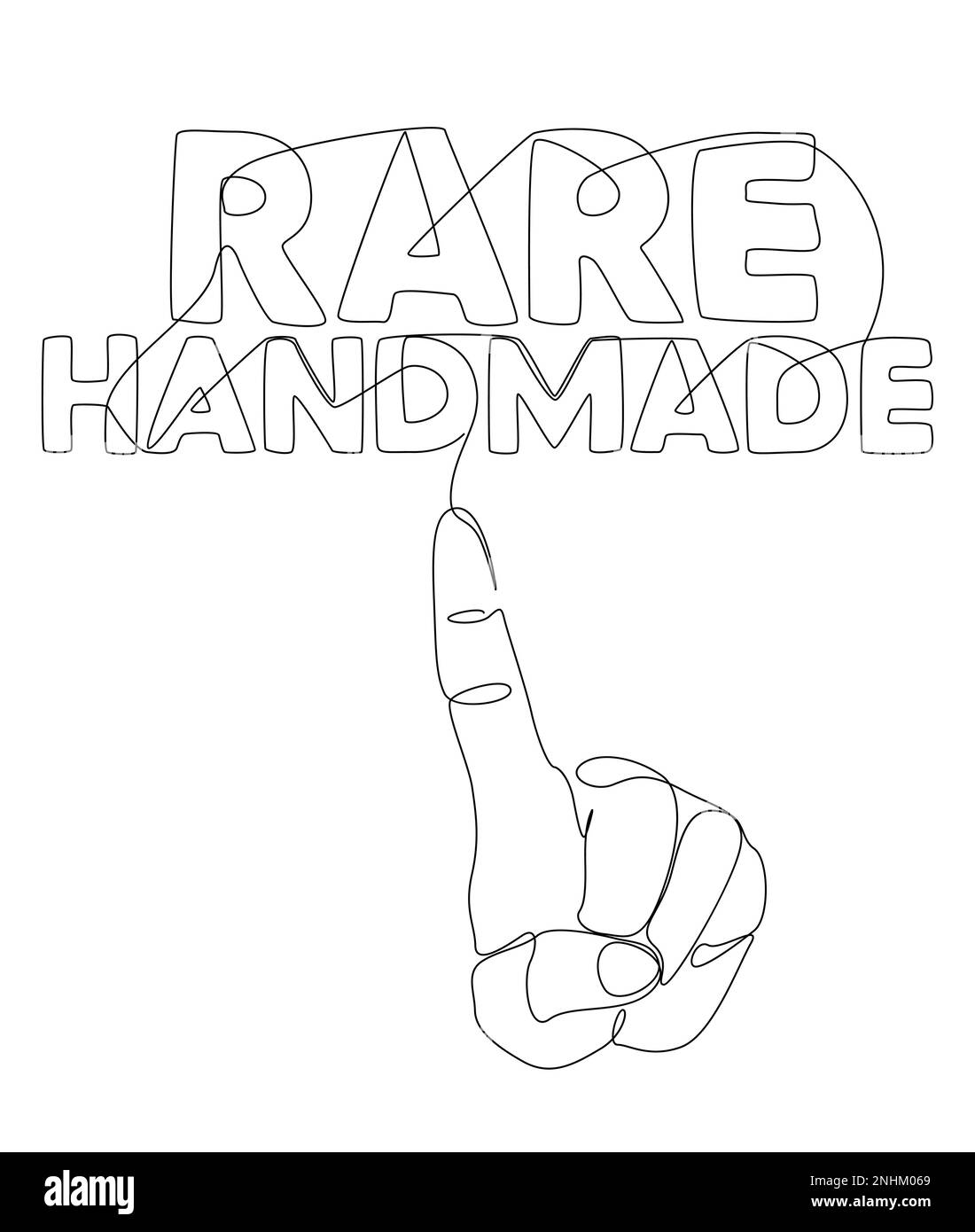 Una linea continua di mano con rara parola fatta a mano. Concetto di vettore di illustrazione a linea sottile. Disegno di contorno idee creative. Illustrazione Vettoriale