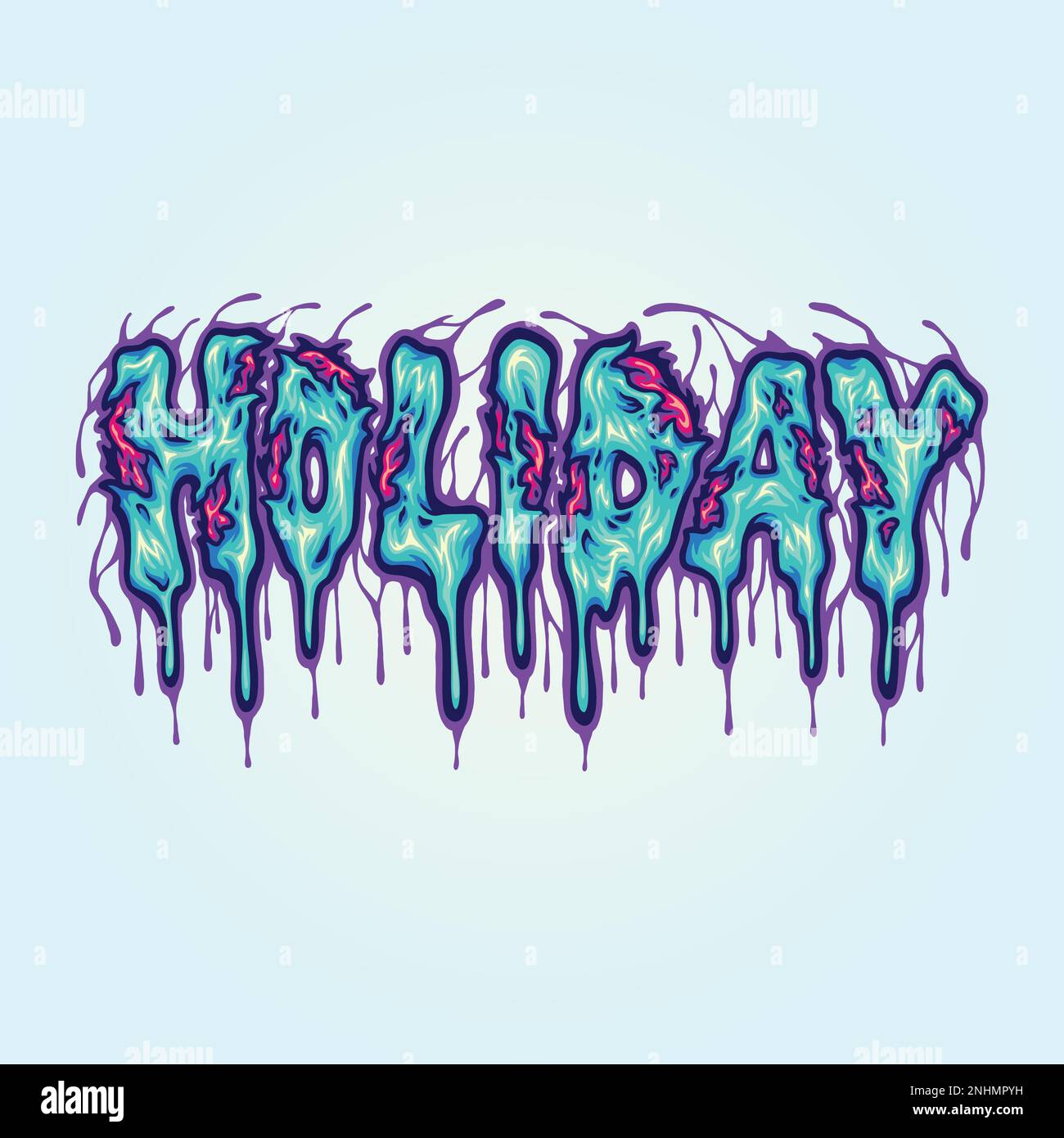 Spaventoso zombie vacanza fusione parola scritta testo illustrazioni vettoriali illustrazioni per il tuo logo di lavoro, merchandise t-shirt, adesivi e design etichetta Illustrazione Vettoriale