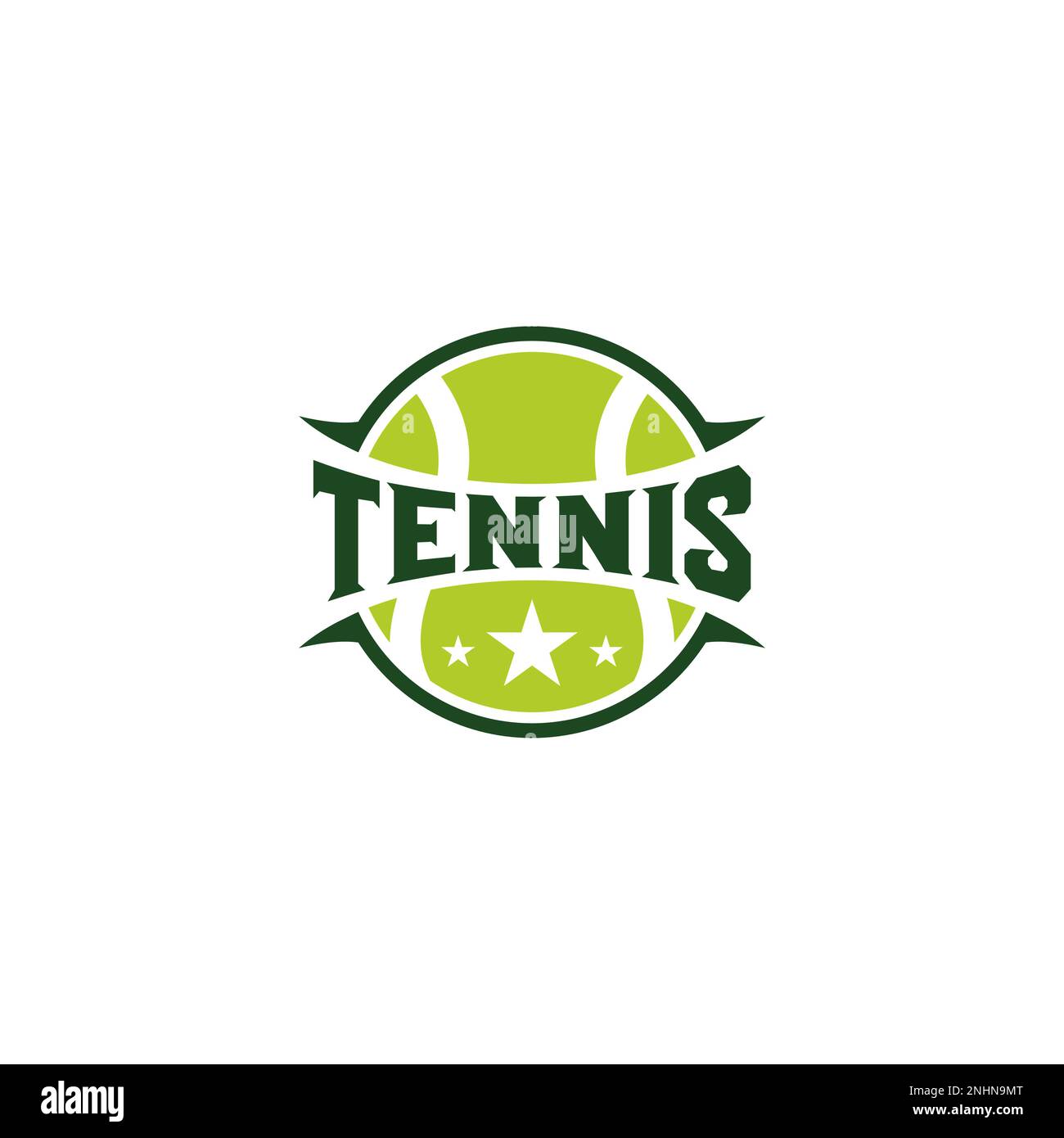 Moderno logo professionale da tennis con palla. Badge sportivo per squadra, campionato o campionato. Illustrazione vettoriale Illustrazione Vettoriale