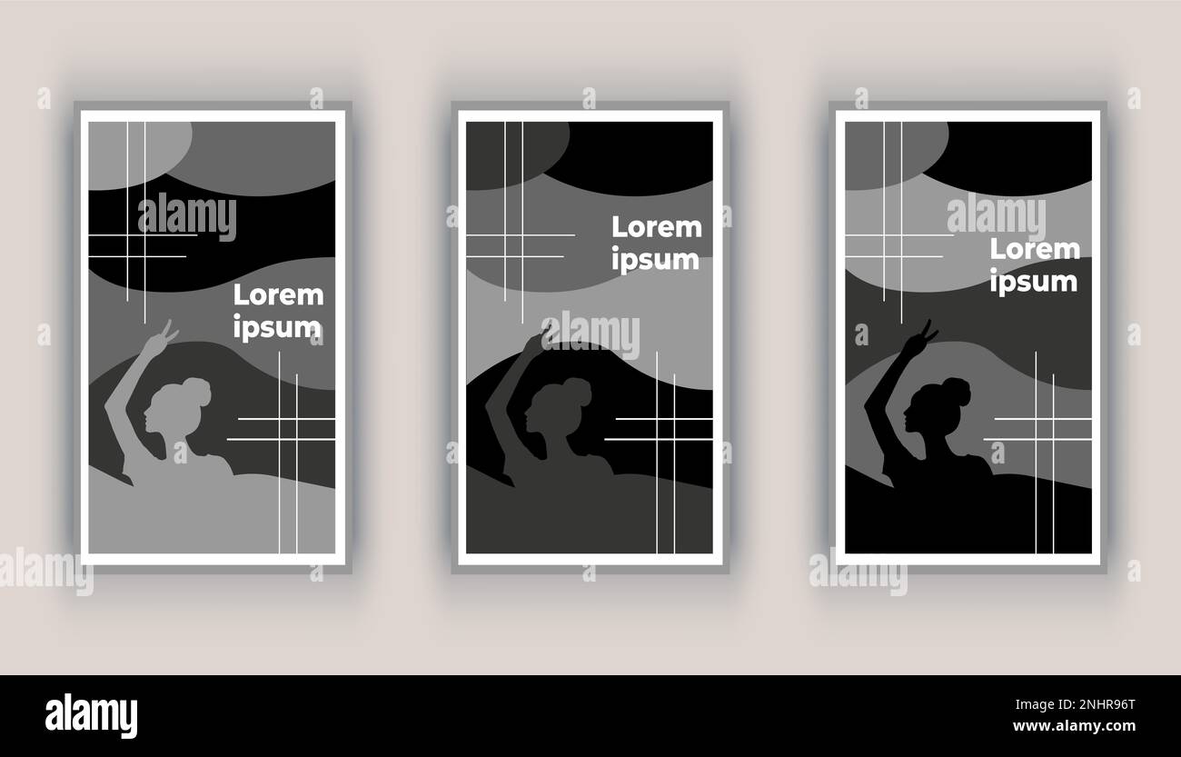 Tre serie di segno Vittoria Abstract art, poster astratto della ragazza Foto Stock