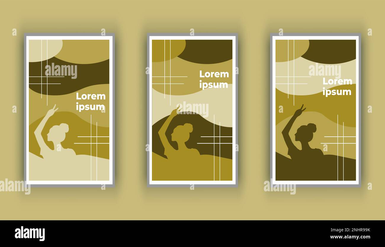 Tre serie di segno Vittoria Abstract art, poster astratto della ragazza Foto Stock