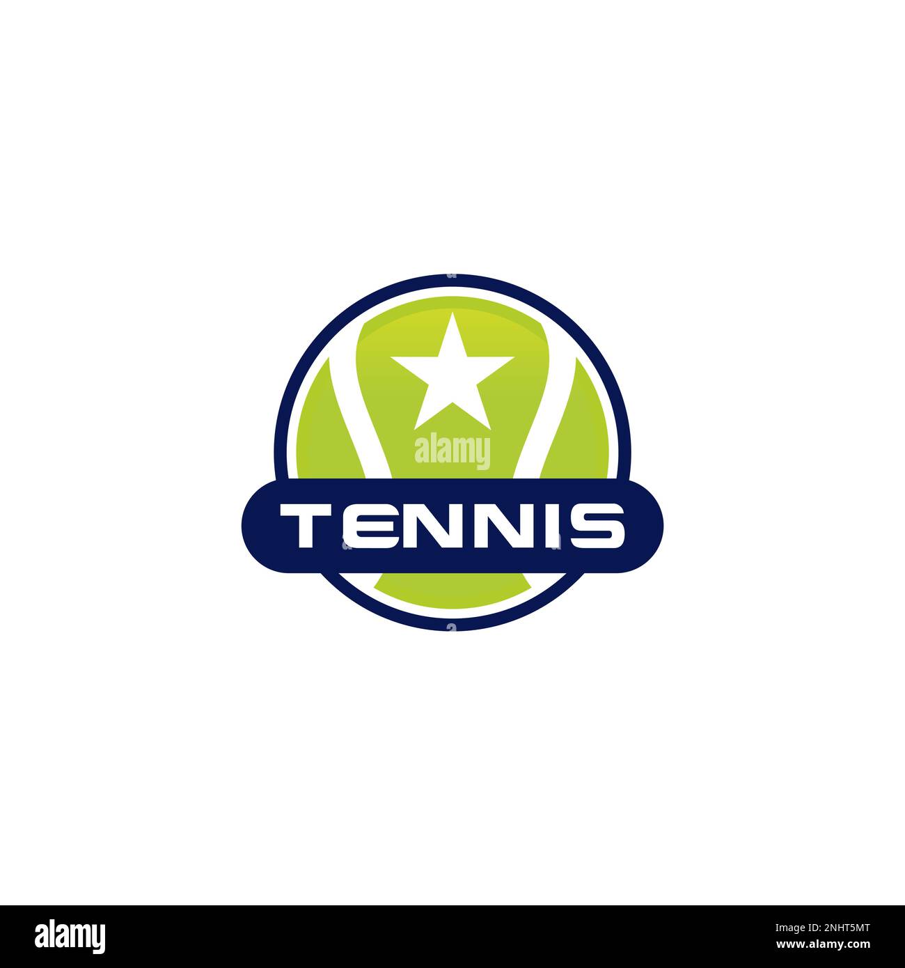 Tennis Logo Design. Logo tennis professionale moderno con palla Illustrazione Vettoriale