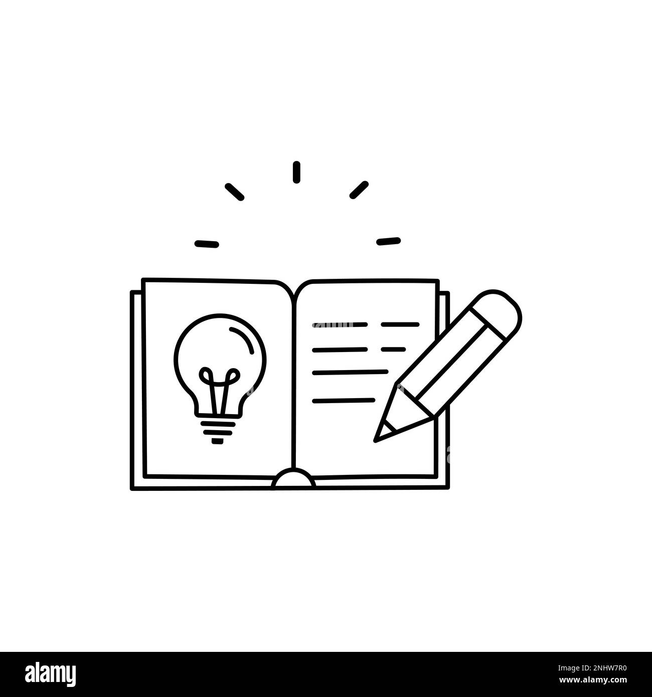 Concetto di scrittura creativa o disegno grafico icona modificabile del contorno del tratto isolato su sfondo bianco disegno piano del vettore. Illustrazione Vettoriale