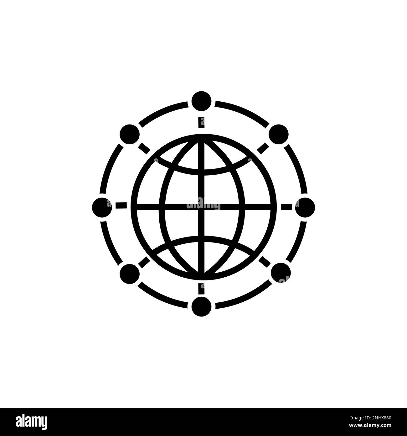 Rete digitale Internet contorno icona, logo e vettore illustrazione Illustrazione Vettoriale