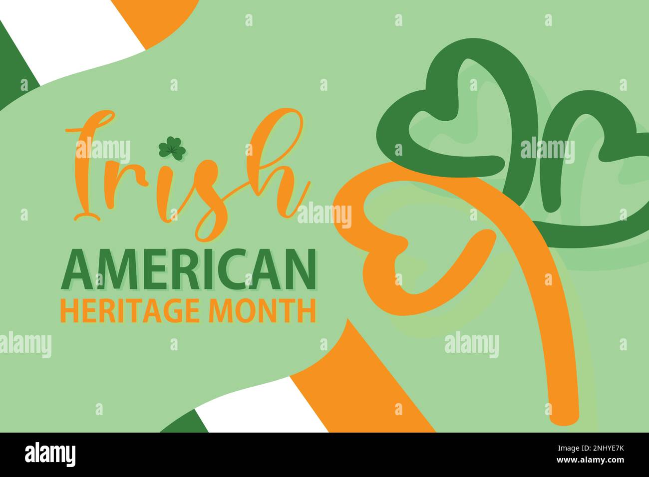 Illustrazione vettoriale Irish-American Heritage Month, biglietto d'auguri Business con illustrazione vettoriale irlandese shamrock leaf.Modern background Illustrazione Vettoriale