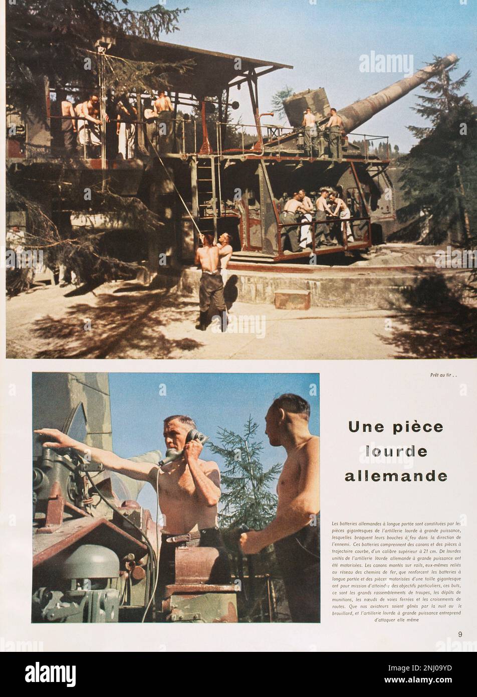 Storia della Germania. Caricatore 'Signal'. All'interno delle pagine del numero 8 (25 luglio 1940) dell'edizione francese, con un articolo su un pesante pezzo dell'esercito tedesco. Questa rivista è stata pubblicata tra aprile 1940 e aprile 1945 ed è stato il principale organo di propaganda dell'esercito tedesco durante la seconda guerra mondiale. Foto Stock