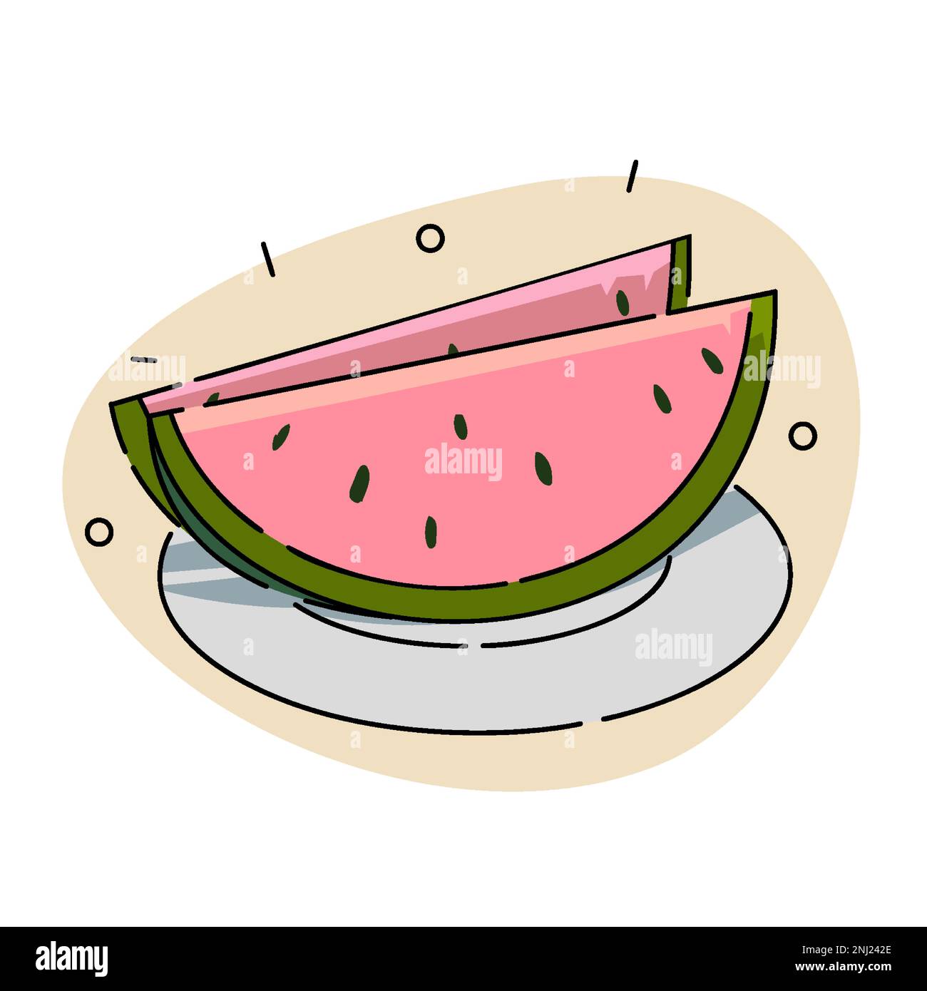 due fette di cocomero che è molto rinfrescante, soprattutto in estate piatto vettore illustrazione. Illustrazione Vettoriale