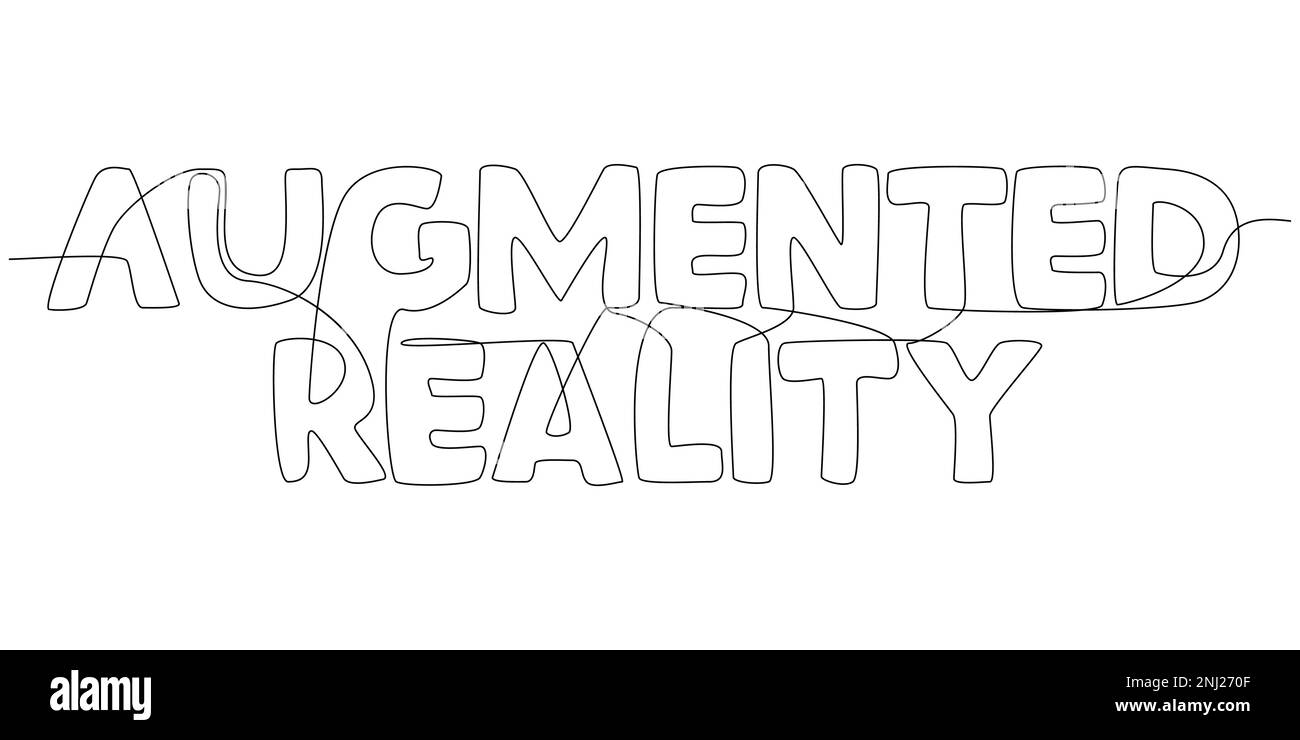 Una linea continua di parole di realtà aumentata. Concetto di vettore di illustrazione a linea sottile. Disegno di contorno idee creative. Illustrazione Vettoriale