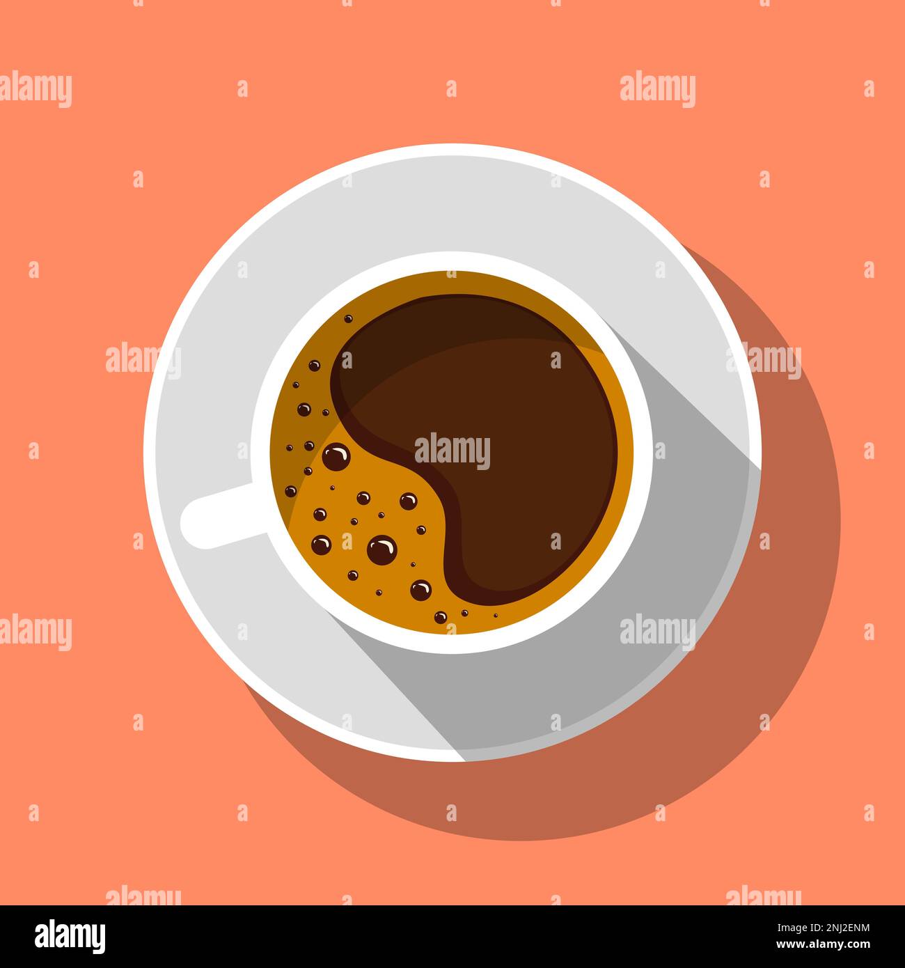 Tazza da caffè marrone sulla piastra modello vettoriale ombra Illustrazione Vettoriale