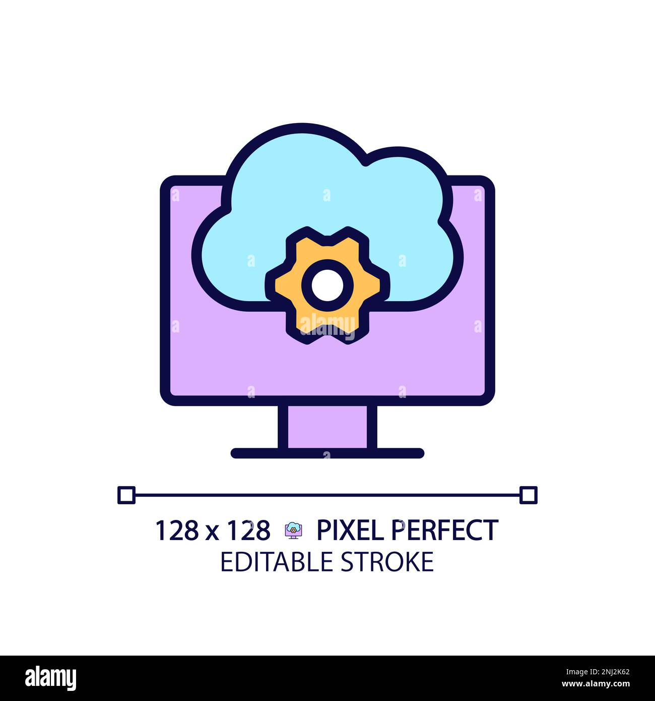 Icona a colori RGB pixel Perfect del software basato su cloud Illustrazione Vettoriale